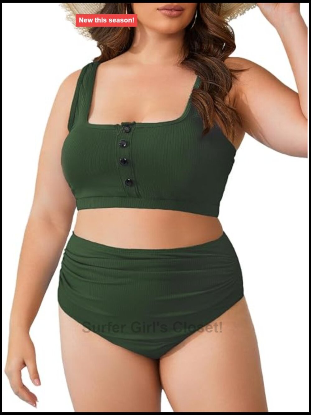 Plus Size High Waist Bikini Set Two Piece Tummy Control Swimsuit